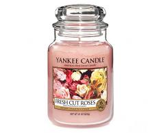 Yankee Candle Duftkerze im großen Jar, Fresh Cut Roses, Brenndauer bis zu 150 Stunden