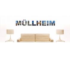 Wandtattoo farbige Wandschrift Städtename Müllheim mit Sehenswürdigkeiten 80 x 12 cm Länge