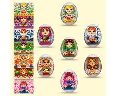 Slco Ostern Matroschka Ostereier Eieraufkleber Eierfarben Oster Dekorbanderolen, 7 Verschiedene Motive in Packung