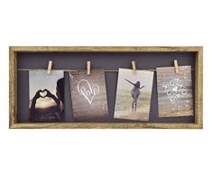 Gallery Solutions Bilderrahmen Collage Wäscheleine mit Klammern 4 Fotos à 9x13 cm, Natur, 52x22 cm