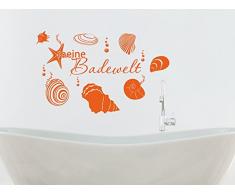 GRAZDesign Fliesen überkleben Meine Badewelt - Deko Badezimmer Muscheln und Seesterne - Wandtattoo über Badewanne oder Dusche / 48x30cm / 650140_30_049