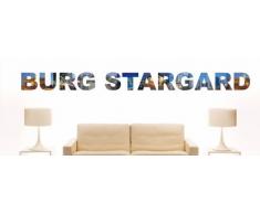 INDIGOS UG - WANDTATTOO / Wandsticker / Wandaufkleber / Aufkleber farbige Wandschrift Städtename Burg Stargard mit Sehenswürdigkeiten 80 x 6 cm Länge