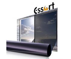 Essort Sonnenschutz Fensterfolie Selbsthaftend, Spiegelfolie für Fenster, Folie für Sonnenschutz Fenster Außen und Innen, Sonnenschutzfolie für Schlafzimmer UV-Schutz Schwarz 60 x 400 cm