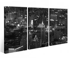 Leinwandbild 3 Tlg. Bangkok Thailand Skyline Asien Leinwand Bild Bilder Holz fertig gerahmt 9R735, 3 tlg BxH:90x60cm (3Stk 30x 60cm)