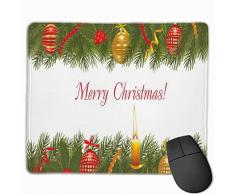 HUAYEXI Stoff Mousepad，Weihnachtsbaumkerze Grußdruck，Rutschfest eeignet für Büro und Gaming Maus