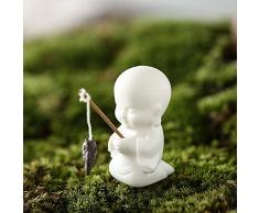 Ornamente Glasierte kleine Keramikfiguren Ornamente, Aquarium Aquarium Statuen Handwerk, Angeln Mann Landschaft Home Decor Geschenke für Bücherregal Büro Kaffee Weiß C 3x3x5cm (1x1x2inch)