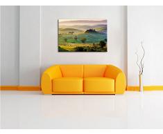 Wunderschöne neblige Toskana Landschaft Format: 80x60 auf Leinwand, XXL riesige Bilder fertig gerahmt mit Keilrahmen, Kunstdruck auf Wandbild mit Rahmen, günstiger als Gemälde oder Ölbild, kein Poster oder Plakat