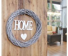 Mendler Türkranz Home rund, Dekokranz Wandkranz Kranz, Holz Ø 40cm weiß-grau