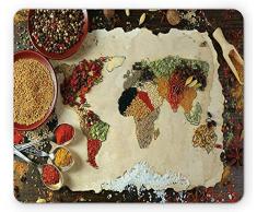 Spiel Maus Pad,Mausmatte,Gaming Mauspad,Mausunterlage,Weltkarte,Weltkarte Aus Verschiedenen Arten Von Gewürzen Küche Stilisierte Kunstdruck Matte Mäuse Mousepad Für Office Home Laptop Computer Pc