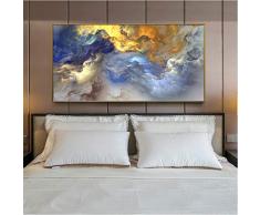 Ölgemälde Digitalen Poster und Kunstdrucke auf Leinwand Wandkunst Ölgemälde Wohnzimmer Wohnkultur Abstrakt Bunt Wolkenbilder-60cmx70cm