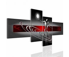 Bilder Abstrakt Figuren Wandbild 200 x 100 cm Vlies - Leinwand Bild XXL Format Wandbilder Wohnzimmer Wohnung Deko Kunstdrucke Rot Grau 4 Teilig - MADE IN GERMANY - Fertig zum Aufhängen 301241a