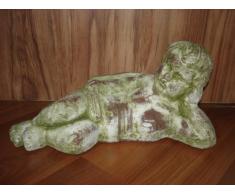 Engel aus Keramik liegend Skulptur Dekofigur Gartendekoration