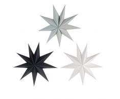 SUNBEAUTY 30cm Papier Stern Dekoration 3er Set Faltsterne Neuneck Weihnachtsstern Deko (Schwarz & Weiß & Grau)