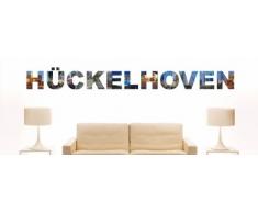 Wandtattoo farbige Wandschrift Städtename Hückelhoven mit Sehenswürdigkeiten 96 x 10 cm Länge