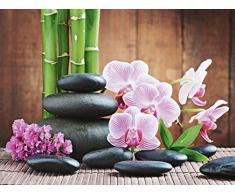 Artland Echt-Glas-Wandbild Deco Glass scorpp Spa Konzept mit Zen Steinen und Orchideen Wellness Zen Stein Fotografie Pink/Rosa A6MJ