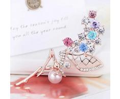 Féeries et merveilles Dekofigur Fee, Fee, Brosche Fee, Roségold, auf Swarovski-Kristallen und Perlen, Fee Glöckchen