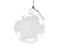 LAMEIDA Vase Glas rund Kugelvase Deko Wandvase Hängend zum Aufhängen Blumentöpfe Übertopf Aquarium Hausdekoration Size 15cm L (Natur)