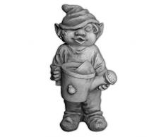 Massive Steinfigur lustiger Gnom Gartenfreund Troll Wichtel aus Steinguss, frostfest