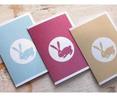 Karte Ostern mit Osterhase 6 Stück Osterkarten Retrofarben