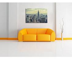New York Manhattan Format: 120x80 cm auf Leinwand, XXL riesige Bilder fertig gerahmt mit Keilrahmen, Kunstdruck auf Wandbild mit Rahmen, günstiger als Gemälde oder Ölbild, kein Poster oder Plakat