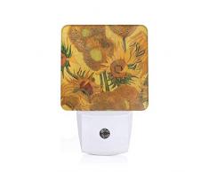 AOTISO Plug-in Nachtlicht Ölgemälde Sonnenblumen Bedrucktes Nachtlicht mit Dämmerungssensor für Schlafzimmer, Badezimmer, Küche (1 Packung)