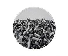 Rutschfreies Gummi-Rundmauspad Silber Stapel von neun Millimeter-Silberkugeln im Munitionshandfeuerwaffen-Thema im 3D-Stil Grauweiß 7.9x7.9x3MM