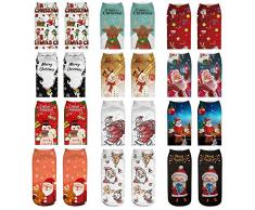 Snakell Damen und Herren Weihnachtssocken, Jungen Christmas Socks Mädchen Weihnachtsgeschenk Baby Nikolausstiefel Weihnachtsstrumpf Nikolausstrumpf Festlicher Socken Mix Design für Unisex