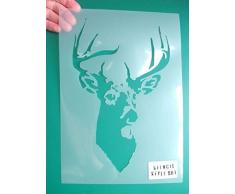 Hirschkopf Schablone / Home Dekoration und Handwerk Schablone / Wiederverwendbare Farbe Wände Stoffe und Möbel