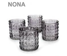 NoNa KAYO anthrazit grau - 4er Set Teelichtglas - Teelichtgläser Windlicht Kerzenglas Kerzengläser orientalisch Vintage