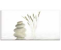 Artland Glasbilder Wandbild Glas Bild einteilig 60x30 cm Querformat Asien Wellness Entspannung Spa Zen Steine Gräser Reflektion T5VB