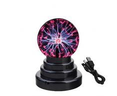Magische Plasmakugel Höhe 15cm Plasmastrahlung Mittig Mini Plasma Ball Leucht Tragbare Ball Elektrostatische Kugel Berührungsempfindliche Blitzkugel USB oder Batteriebetriebene