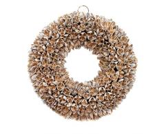 Naturkranz Deko Ø25cm in white wash, gefertigt aus Bakuli-Früchten | Türkranz ganzjährig zum hängen und als Tischdekoration im Shabby chic Design | Zeitloses Wohnaccessoir als Landhaus Natur-Deko
