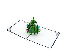 Pop-Up Karte Tannenbaum | Köln - Merry Christmas Blau, Kölner Weihnachtskarte, Tannenbaum Köln, Pop Up Karte zu Weihnachten, 3D Karten, Grußkarte, Adventskarte, Christmas Card Cologne, Christmas Greeting Card