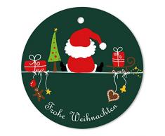 25er Pack Geschenkanhänger Frohe Weihnachten Weihnachtsmann rund ca. Ø 95 mm, Anhänger, Weihnachtsanhänger, Geschenkkarte, Geschenkkärtchen, Anhängeetikett, Topper