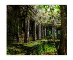 murando Fototapete selbstklebend 3d Effekt 294x210 cm Tapete Wandtapete Klebefolie Dekorfolie Tapetenfolie Wand Dekoration Wandaufkleber Wohnzimmer Preah Khan Natur Wald Baum d-B-0323-a-a
