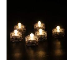 Rhytsing 12er Set Unterwasser wasserdichtes Led Teelicht für Hochzeit und Party, Stimmungsteelicht, Warmweiße Stetiges Licht