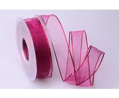 Christa-Bänder Organzaband pink 25mm mit Draht