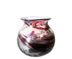 Kugelvase kleine farbige Glaskugelvase klar violett rot marmorierte Kristallglas Vase mundgeblasen Höhe ca. 7,5 cm Oberstdorfer Glashütte