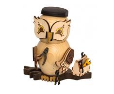 Kuhnert Drechslerei Räucherfigur - Eule Handwerker aus Massivholz - ca. 15 cm - Made in Germany