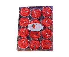 12 x Maoran Kerzen Teelicht Rosenform rauchfrei romantische Kerze für Valentinstag Hochzeit Dekoration, rot, 4 cm