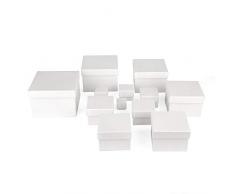 ewtshop® Geschenkboxen, weiß, 12er Set, stabiles Material mit feinem weißem Kraftpapier überzogen, Kraftpapierboxen, auch für Scrapbooking