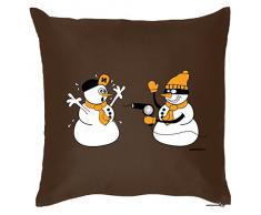 Mega cooles Kuschelkissen Dekokissen Sofakissen zur Weihnachtszeit - Schneemänner frecher Schneemann mit Föhn - lustiges Kissen Überfall Kissen Polster