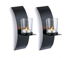 Sziqiqi 2 Stück Kerzenhalter Wand Schwarz Metall Teelichthalter Kreative Deko, Kerzenständer, Schwarz