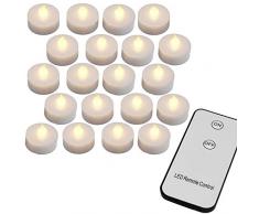 20 x LED Teelichter Set mit Fernbedienung & Batterien Flackernd Warmweiss Elektrische Kerzen Teelicht Flammenlos
