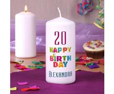 Herz & Heim® Geburtstagskerze Stumpenkerze mit Wunschnamen und Alter Gratis 150/67mm Brenndauer 45 h