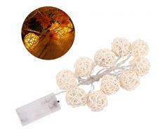 ledmomo Globe Rattan Kugel Lichter, 4,9 Feet 10 LED Warm weißes Licht Fee für Innen, Schlafzimmer, Patio, Rasen, Landschaft, Fee Garten, Haus, Hochzeit, Weihnachtsbaum, Party