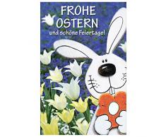 Susy Card 40025803 Grußkarte Ostern, Hase, Tulpen, 1 Stück
