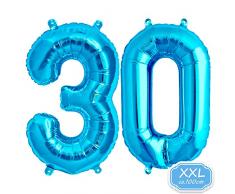 Folienballon Zahl in Blau - XXL 40/100cm Riesenzahl 100cm Ballon - Folienballons für Luft oder Helium als Geburtstag, Hochzeit , Jubiläum oder Abschluss Geschenk, Party Dekoration (Blau [ 30 ])