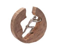 Pureday Dekoobjekt Move - Moderne Dekofigur - Holz Aluminium - Braun Silber