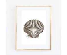 Din A4 Kunstdruck ungerahmt - Jakobsmuschel Muschel Ozean Maritim Hampton Style Badezimmer Geschenk Druck Poster Bild